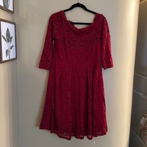Red lace party dress